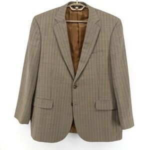 Brooks Brothers Madison Mens 44R Blazer Coat Moon Wool Houndstooth Brown Italy